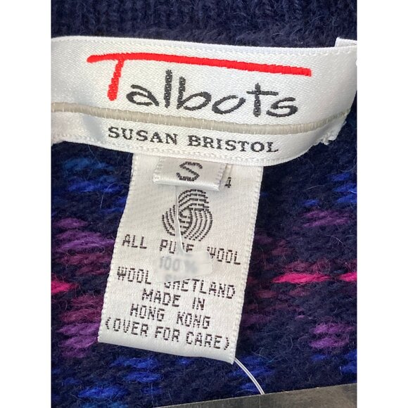 Talbots Susan Bristol Vintage Multicolor Shetland Wool Cardigan Sweater S - Picture 4 of 14